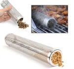 12" Cylinder Wood Chip BBQ Grill Smoker Box - Image 2