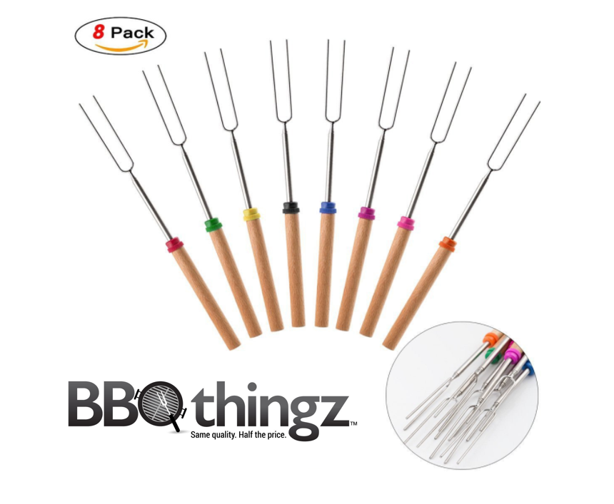 Pic_1_Tele.png 2 PC Set, Retractable Barbecue or Marshmallow Roasting Skewers/ Forks - Image 1